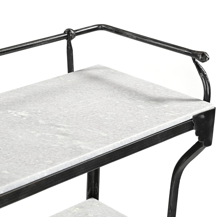 Calloway 50" White Marble Industrial Console Table - World Interiors