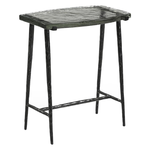 Calloway 17" Rustic Side Table with Glass Top - World Interiors