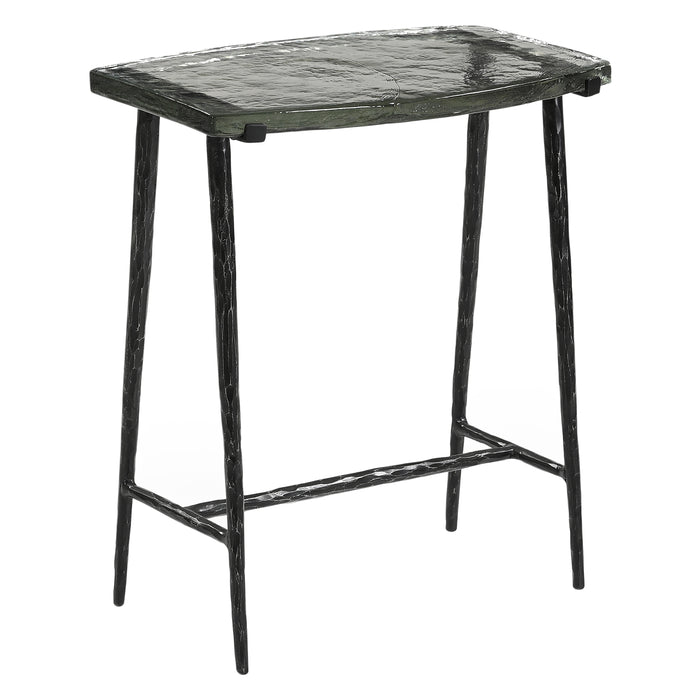 Calloway 17" Rustic Side Table with Glass Top - World Interiors