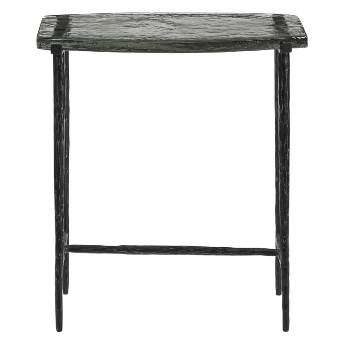 Calloway 17" Rustic Side Table with Glass Top - World Interiors