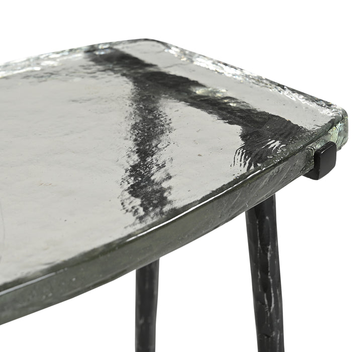 Calloway 17" Rustic Side Table with Glass Top - World Interiors