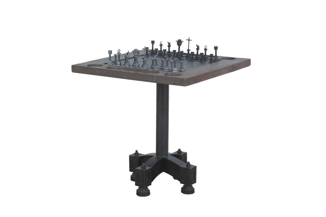 Rustic Revival Industrial Teak Wood Chess Set