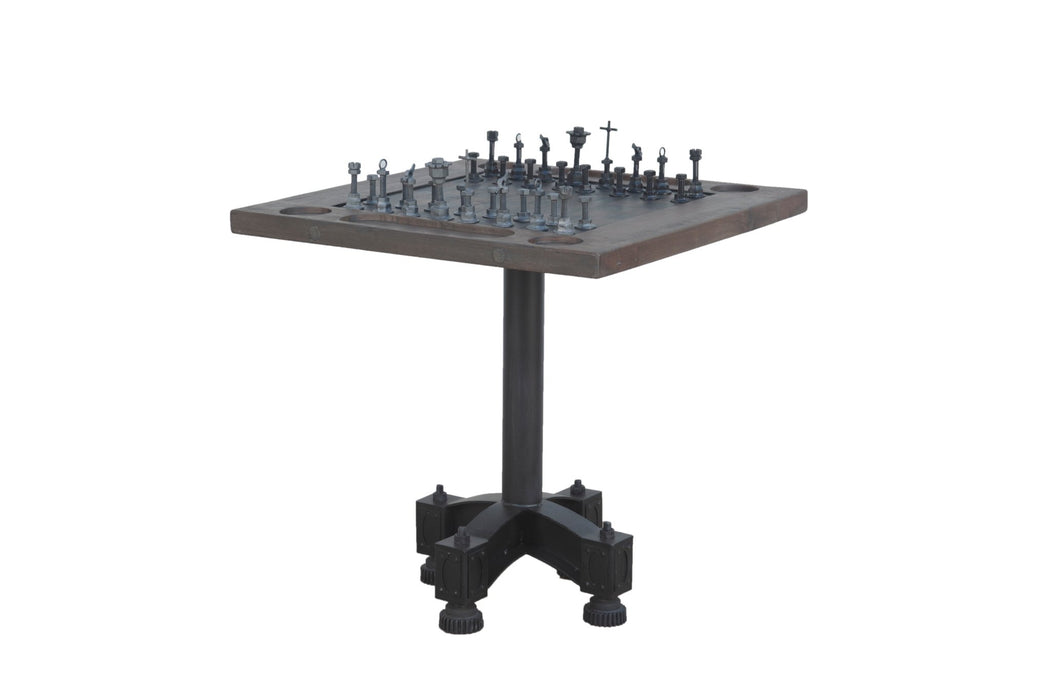 Rustic Revival Industrial Teak Wood Chess Set - World Interiors