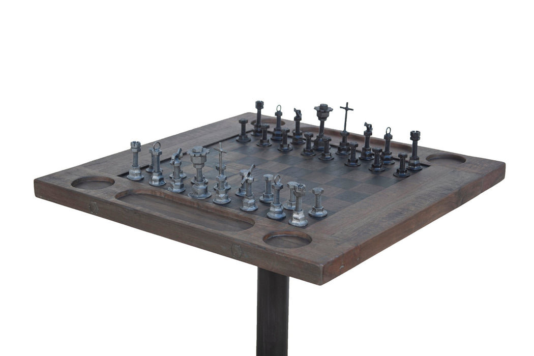 Rustic Revival Industrial Teak Wood Chess Set - World Interiors