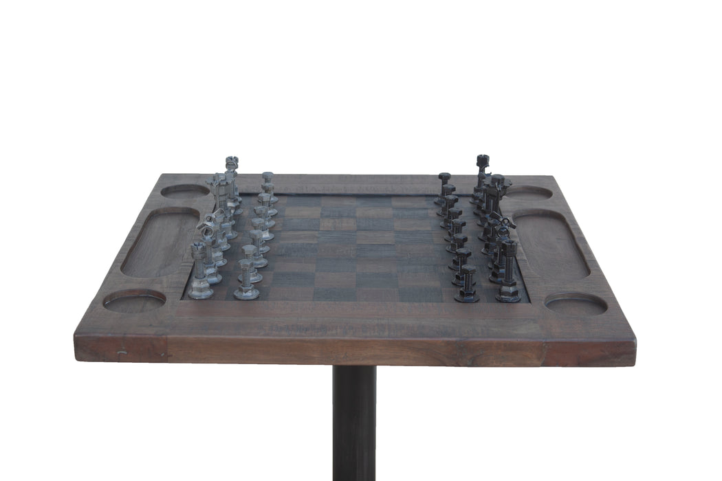 Rustic Revival Industrial Teak Wood Chess Set