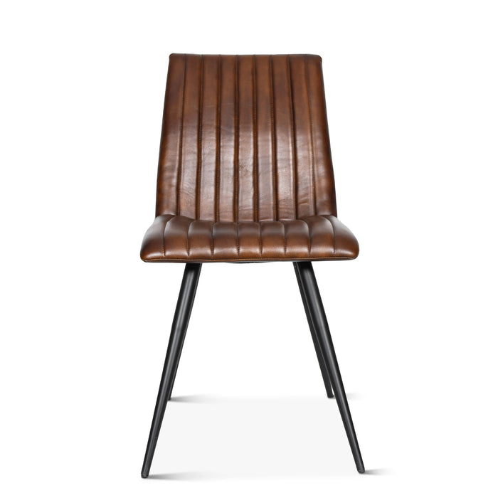 Brisbane Vintage Modern Hand Washed Leather Dining Chair - World Interiors