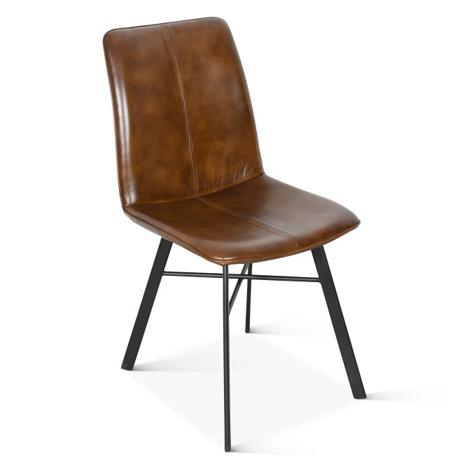 Brisben Modern Hand Washed Leather Murphy Dining Chair - World Interiors