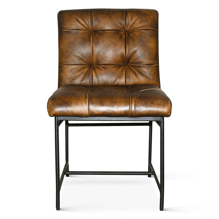 Brisben 19" Stockton Leather Dining Chair in Antique Whiskey - World Interiors