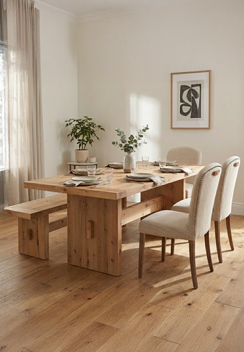 Alpine 85" Modern Dining Table in Distressed Oak - World Interiors