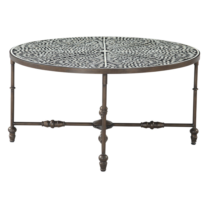 Ozark 40" Coffee Table with Floral Horn Inlay and Iron - World Interiors