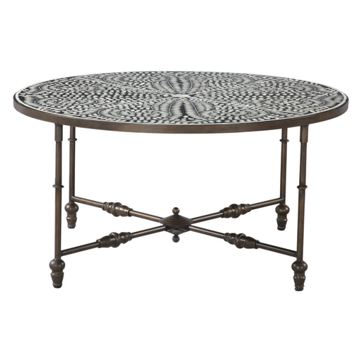 Ozark 40" Coffee Table with Floral Horn Inlay and Iron - World Interiors
