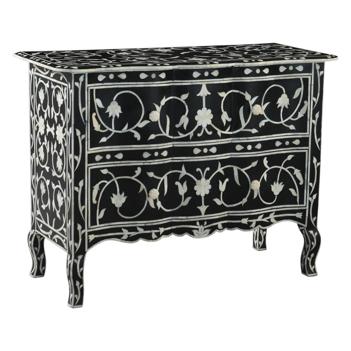 Ozark 42" Two Drawer Chest with Floral Horn Inlay - World Interiors