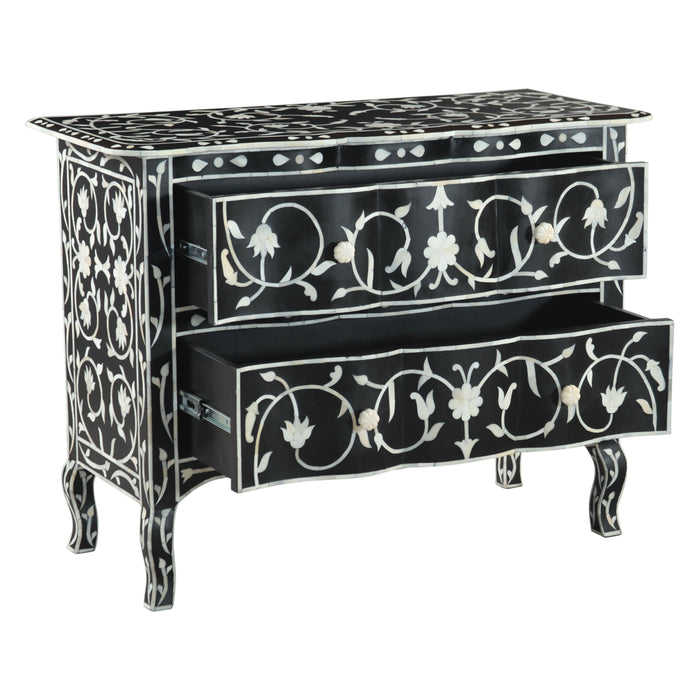 Ozark 42" Two Drawer Chest with Floral Horn Inlay - World Interiors