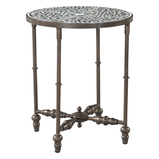 Ozark 20" Side Table with Floral Horn Inlay and Iron - World Interiors