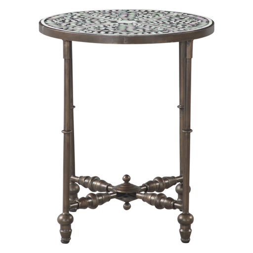 Ozark 20" Side Table with Floral Horn Inlay and Iron - World Interiors