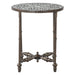 Ozark 20" Side Table with Floral Horn Inlay and Iron - World Interiors