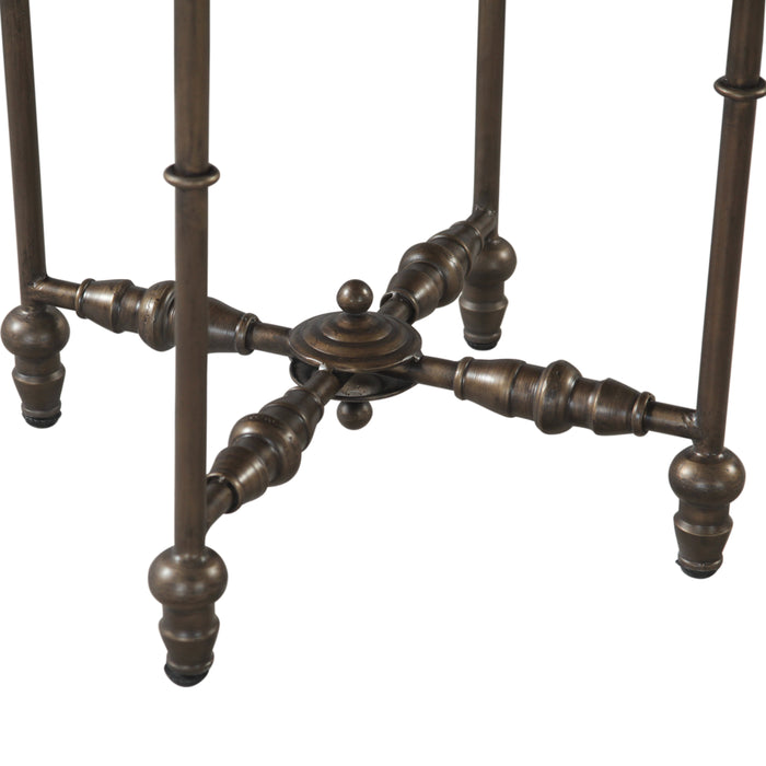 Ozark 20" Side Table with Floral Horn Inlay and Iron - World Interiors