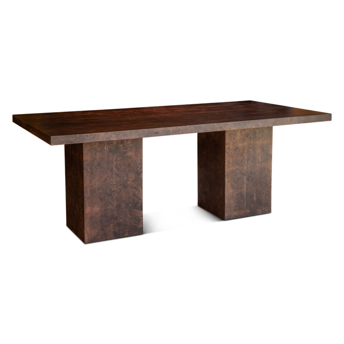 Milan 79" Burl Dining Table in Aged Mahogany - World Interiors