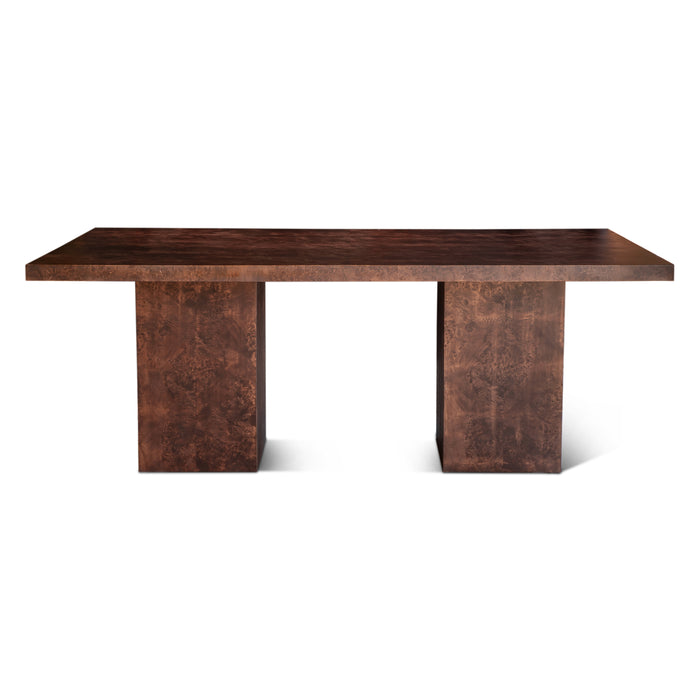 Milan 79" Burl Dining Table in Aged Mahogany - World Interiors