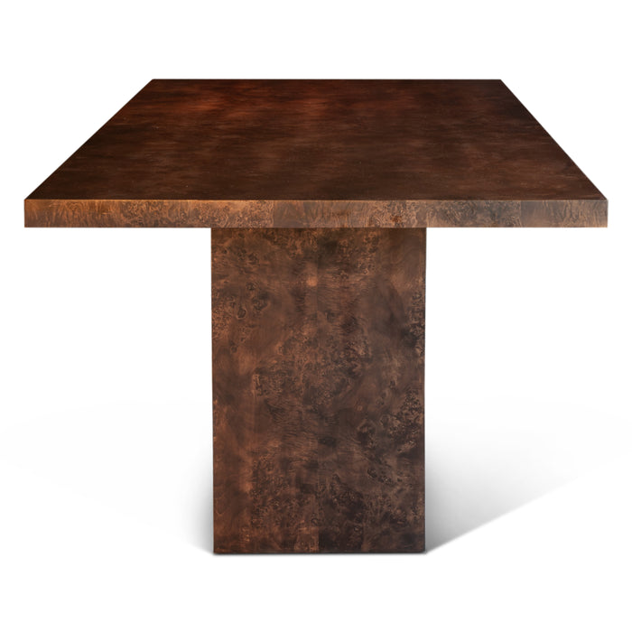 Milan 79" Burl Dining Table in Aged Mahogany - World Interiors