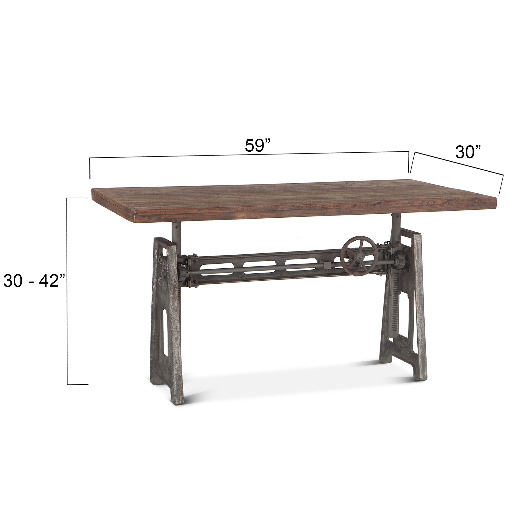 Artezia Recycled Teak Industrial Crank Desk