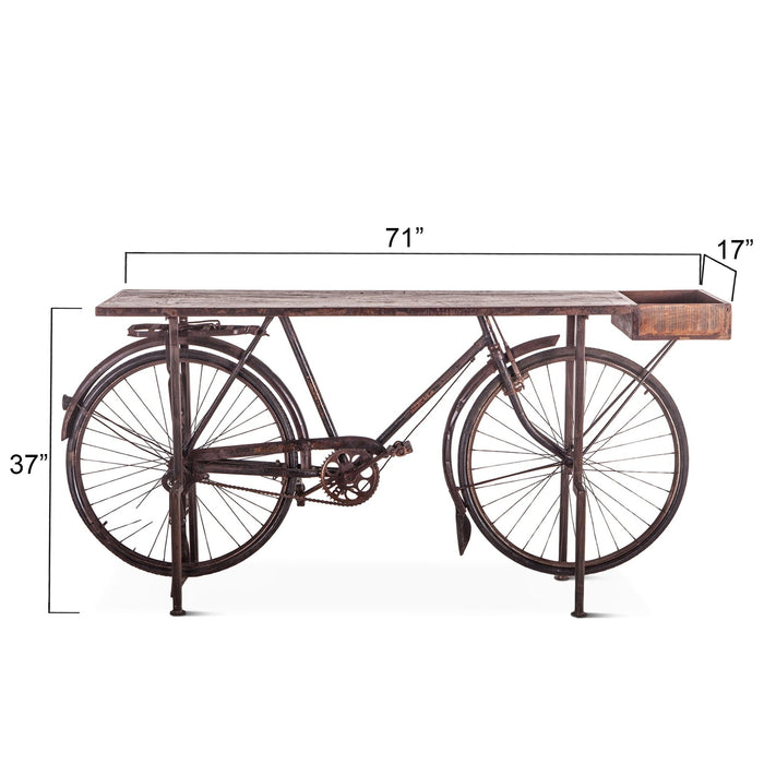 Paxton Reclaimed Teak Bicycle Console Table - World Interiors