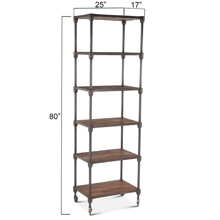 Paxton Rustic Industrial Rolling Bookcase - World Interiors