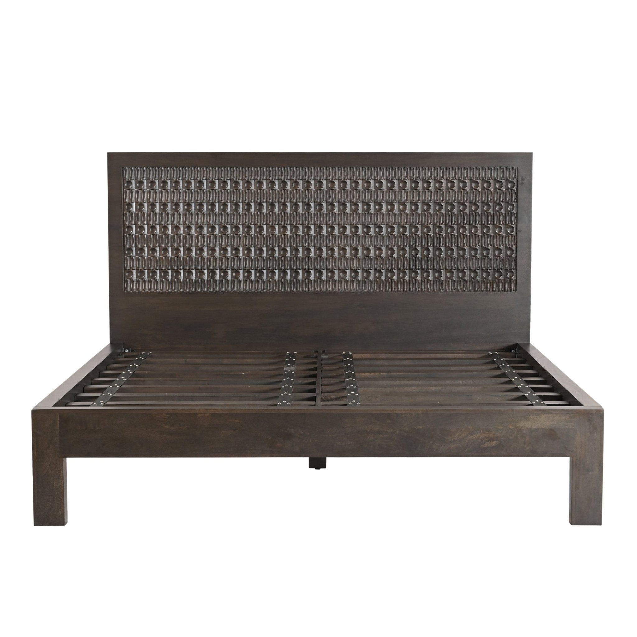 Cairo Carved Mango Wood King Bed in Dark Java — World Interiors