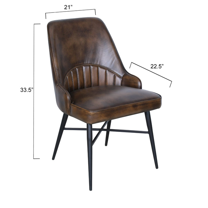 Galway Dining Chair in Antique Whiskey Leather - World Interiors