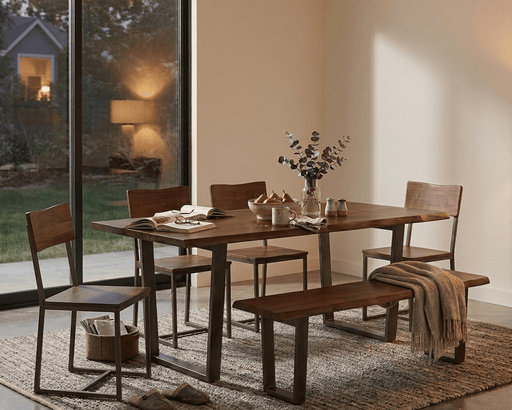 Belfrie 6-Piece Live Edge Dining Set (72" Table + 4 Chairs + Bench) - World Interiors
