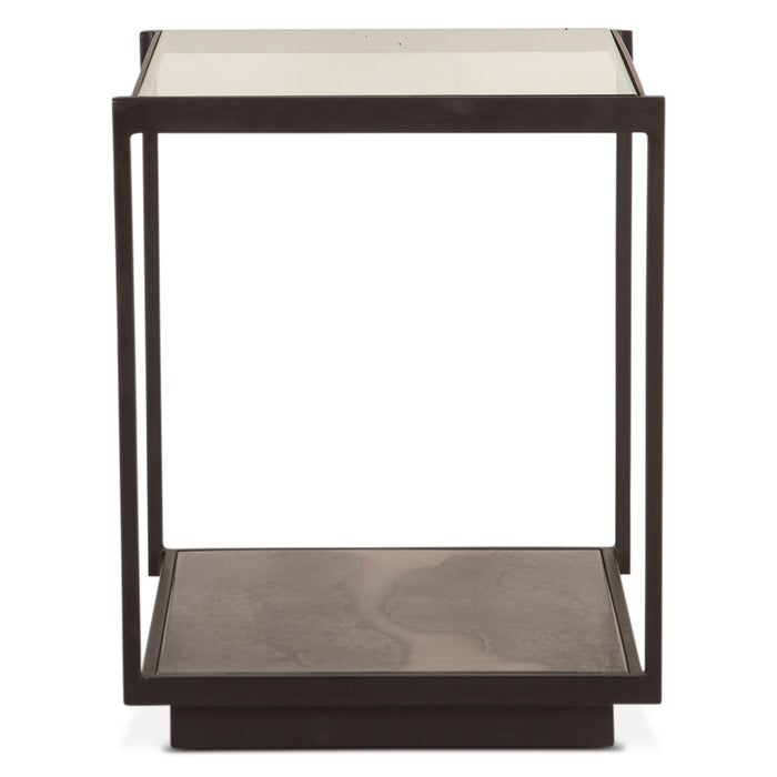 St. George 18" Industrial Side Table in Oxidized Matte Black - World Interiors
