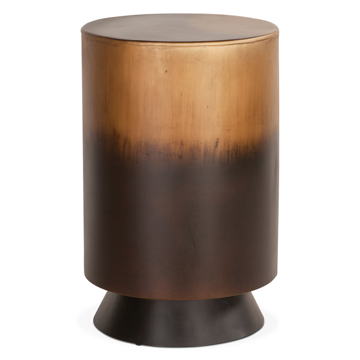 St. George 15" Industrial Side Table in Oxidized Brass - World Interiors