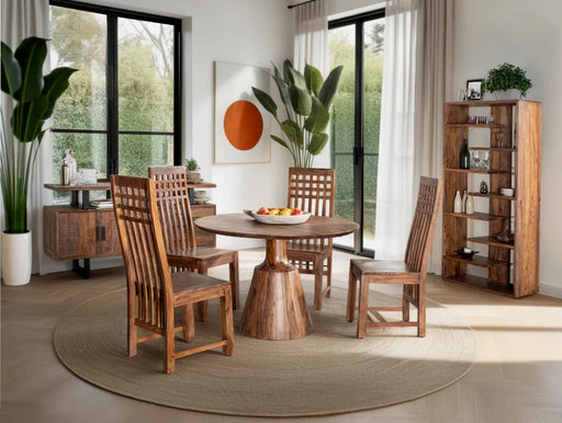 Acres 46" Sheesham Wood Round Dining in Brownstone - World Interiors