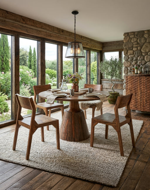 Acres 5-Piece Rustic Dining Set (4 Chairs + 46" Table) - World Interiors