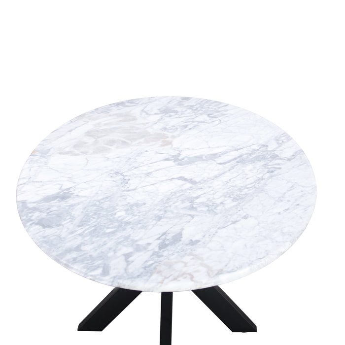 Pasadena 70" Iron and White Marble Oval Dining Table - World Interiors