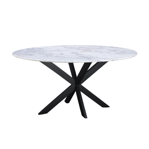 Pasadena 70" Iron and White Marble Oval Dining Table - World Interiors