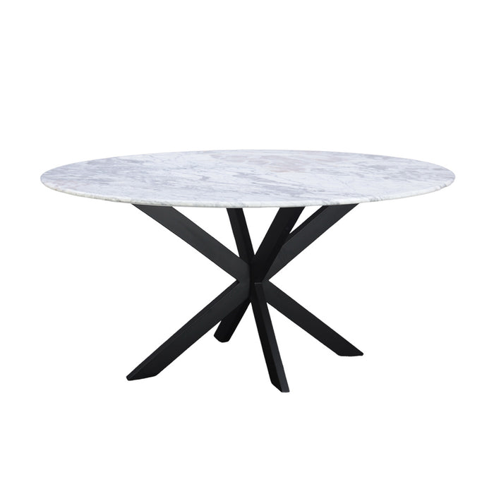 Pasadena 70" Iron and White Marble Oval Dining Table - World Interiors