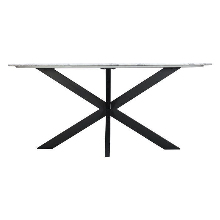 Pasadena 70" Iron and White Marble Oval Dining Table - World Interiors