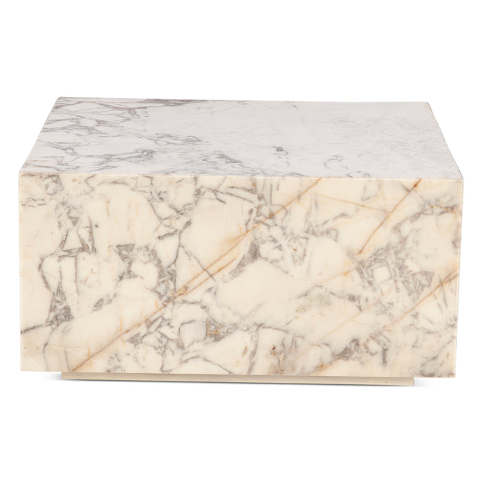 Giza 32" Drum Coffee Table in Alabaster Marble - World Interiors