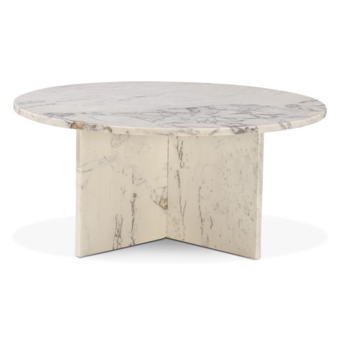 Giza 36" Round Coffee Table in Alabaster Marble - World Interiors