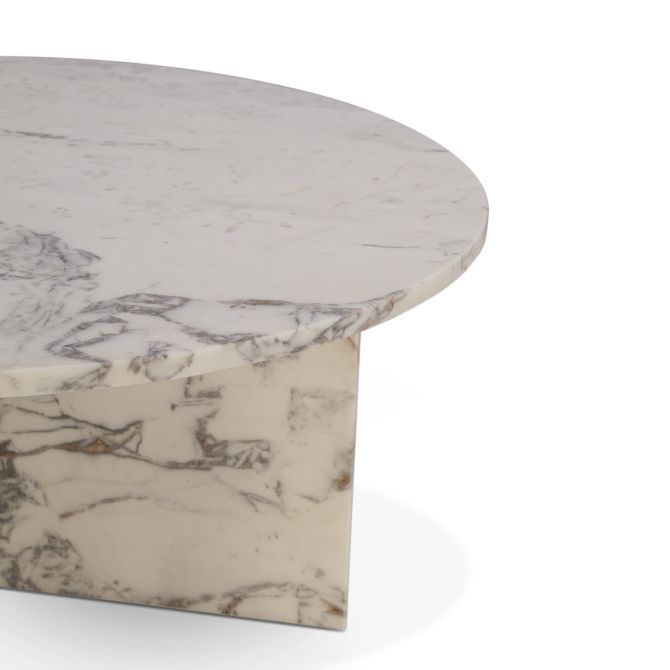 Giza 36" Round Coffee Table in Alabaster Marble - World Interiors