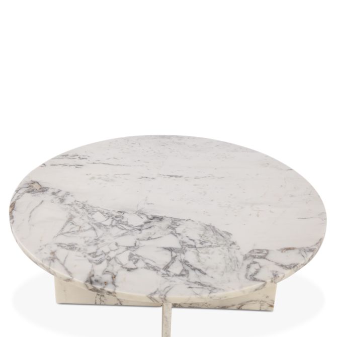 Giza 36" Round Coffee Table in Alabaster Marble - World Interiors