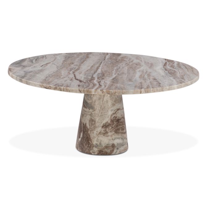 Giza 38" Round Coffee Table in Brown Toronto Marble - World Interiors