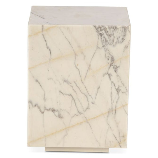 Giza 15" Drum Side Table in Alabaster Marble - World Interiors