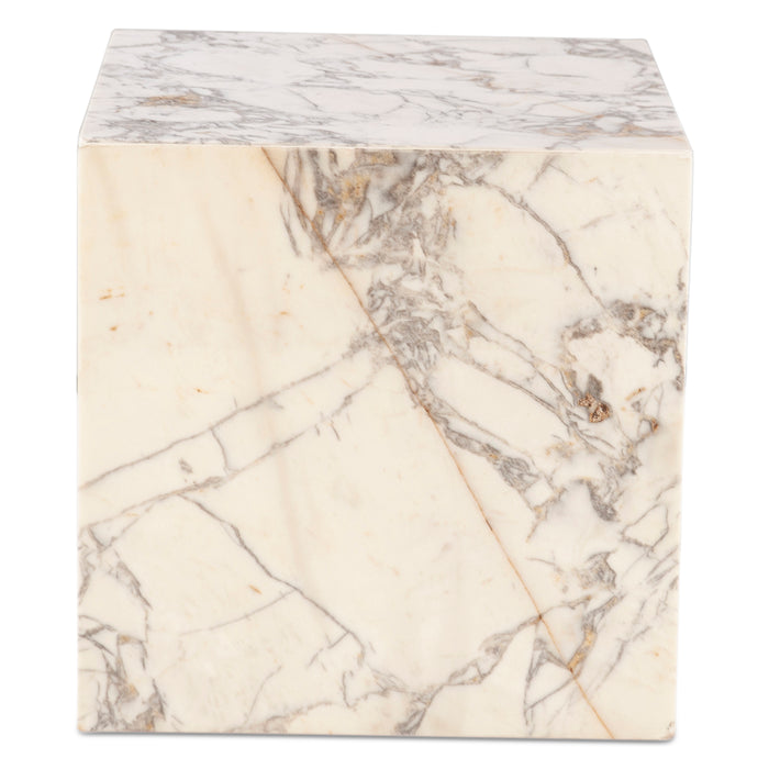 Giza 20" U-Shaped Modern Side Table in Alabaster Marble - World Interiors