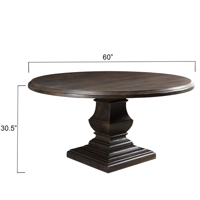 Toulon Vintage Brown Round Dining Table - World Interiors