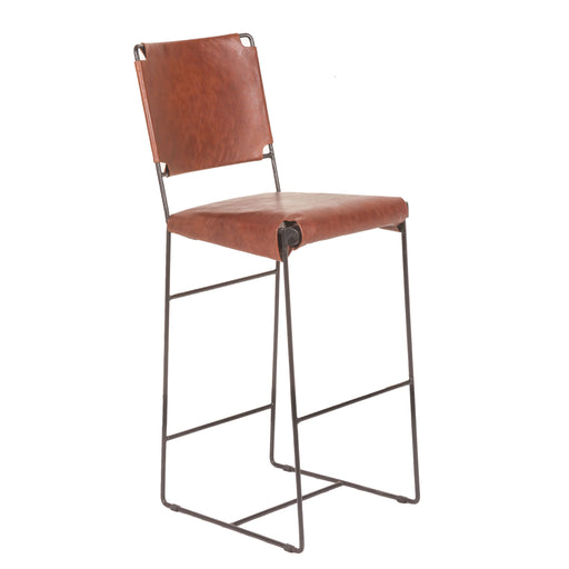 Melbourne Industrial Modern Tobacco Leather Stool - World Interiors