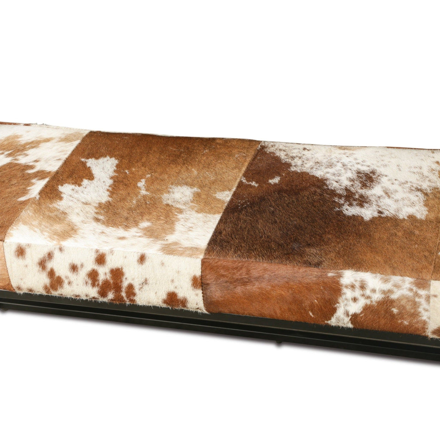 Melbourne 54" Iron and Brown Cowhide Leather Bench — World Interiors
