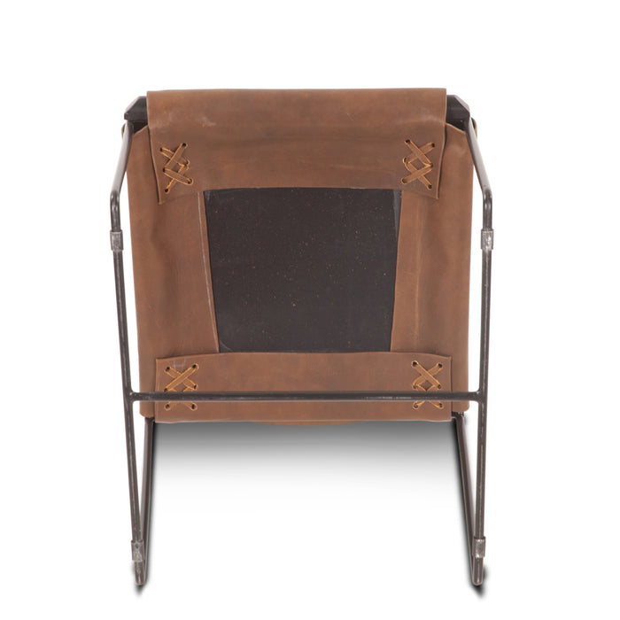 Melbourne Brown Leather and Iron Dining Chair - World Interiors