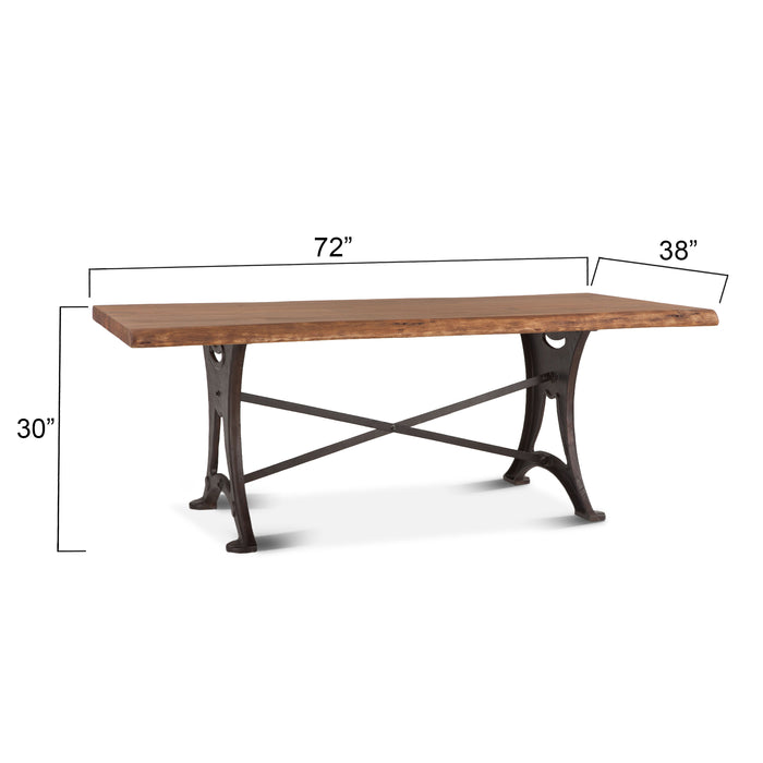 Blayne 72" Rustic Farmhouse Live-Edge Dining Table